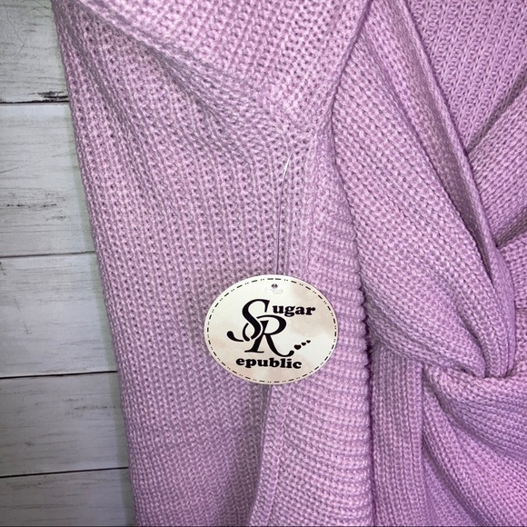 NWT Open Back Twist Pink Knit Sweater - Picture 5 of 5